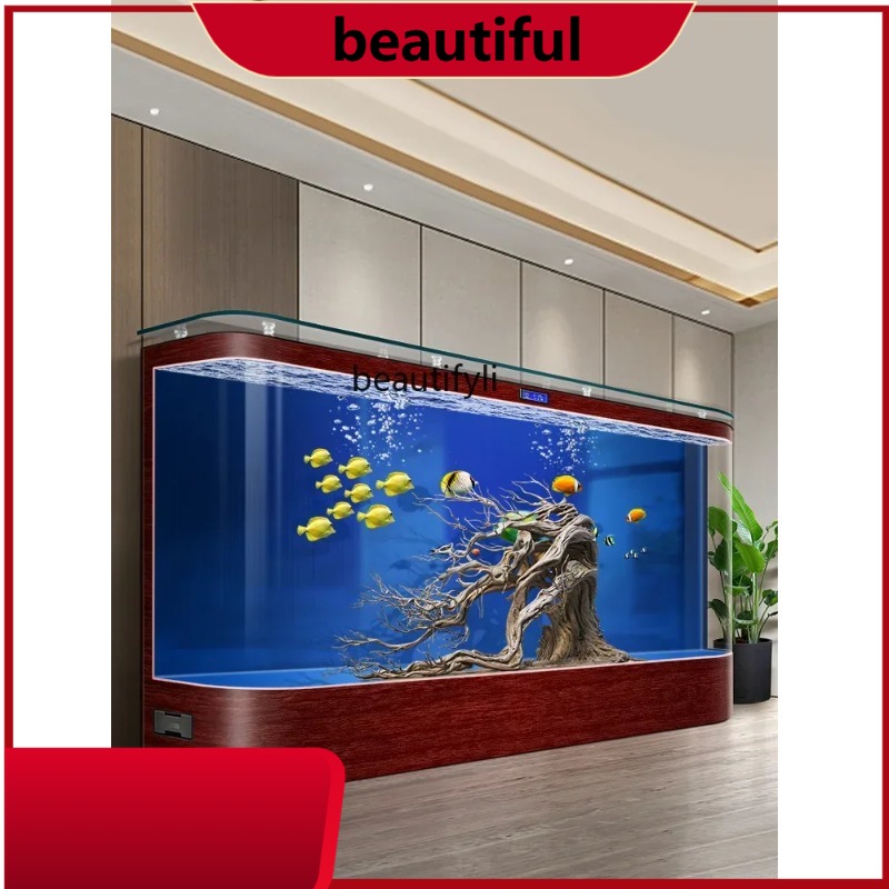 Live Fish Aquarium - Floor-to-ceiling ecological fish tank living room