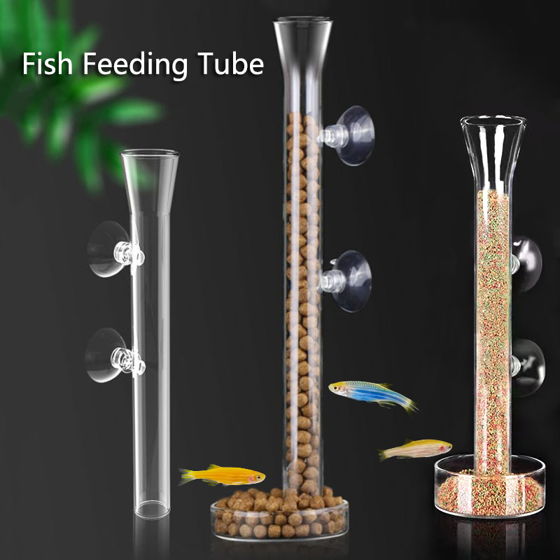 Aquarium Fish Auto Feeder - Glass Aquarium Feeder Tube Dish Transparent
