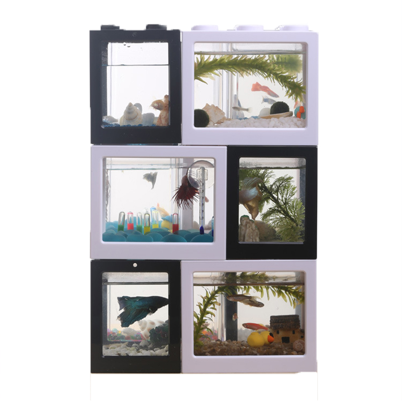 7 Color Mini Aquarium Betta Fi - Aquarium Fish In Bowl 评论和价格